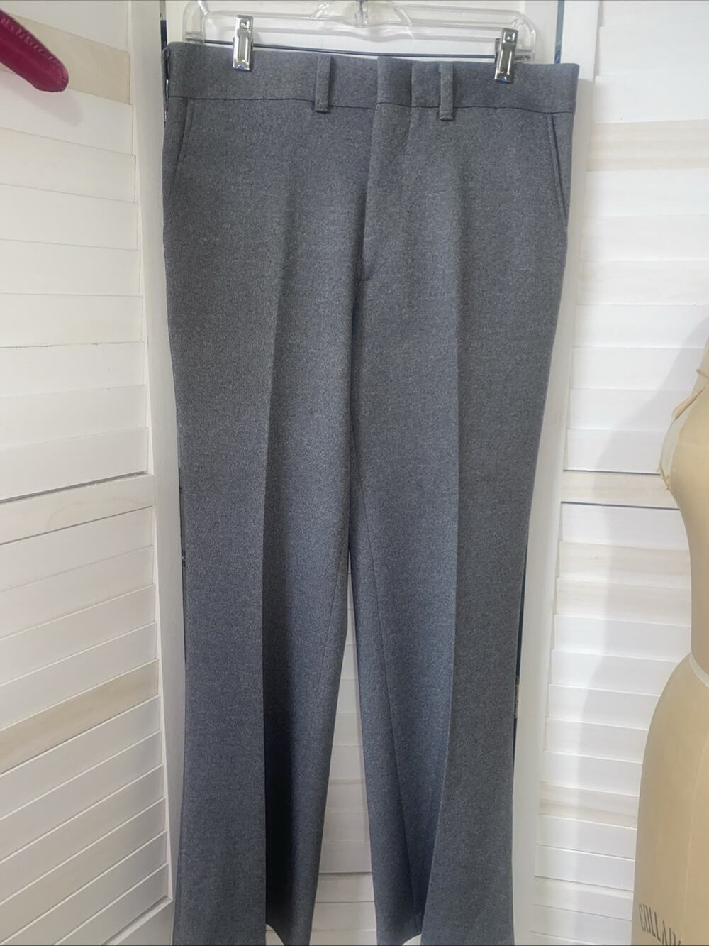 70s Gray Sears Kings Road Perma-Prest Flat Front Straight Leg Pants Slacks Sz 34